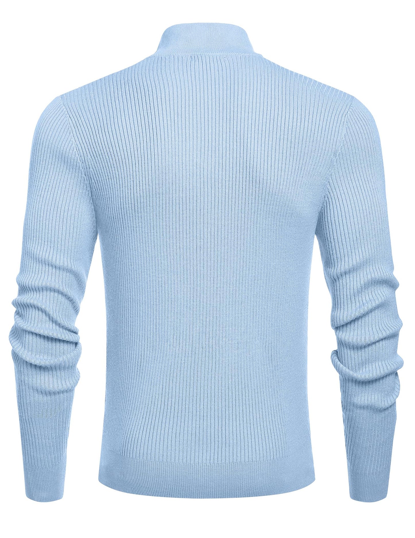 Men’s Light Blue Quarter-Zip Sweater – Slim Fit – Mock Neck Pullover (COOFANDY)