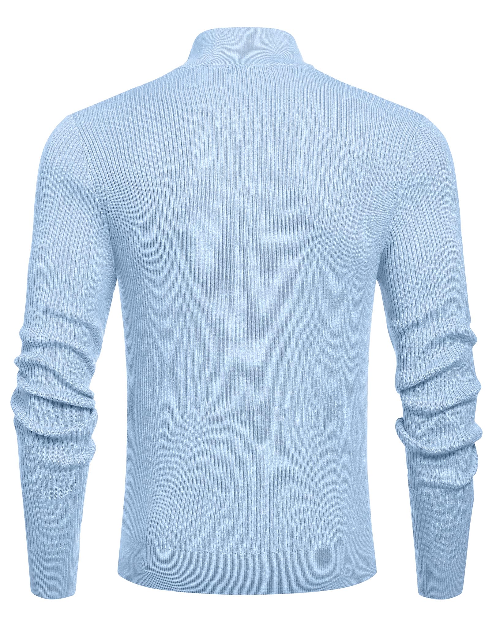 Men’s Light Blue Quarter-Zip Sweater – Slim Fit – Mock Neck Pullover (COOFANDY)