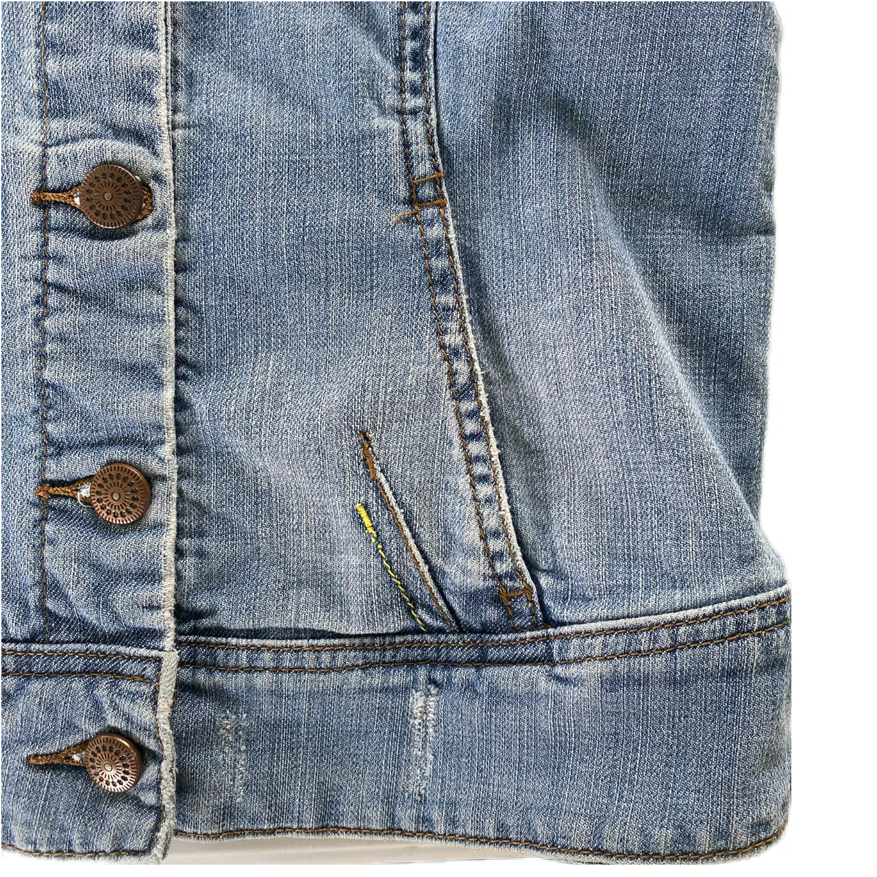 Women's Light Wash Denim Jacket – Fitted & Stretchy – Size Medium (Azur)