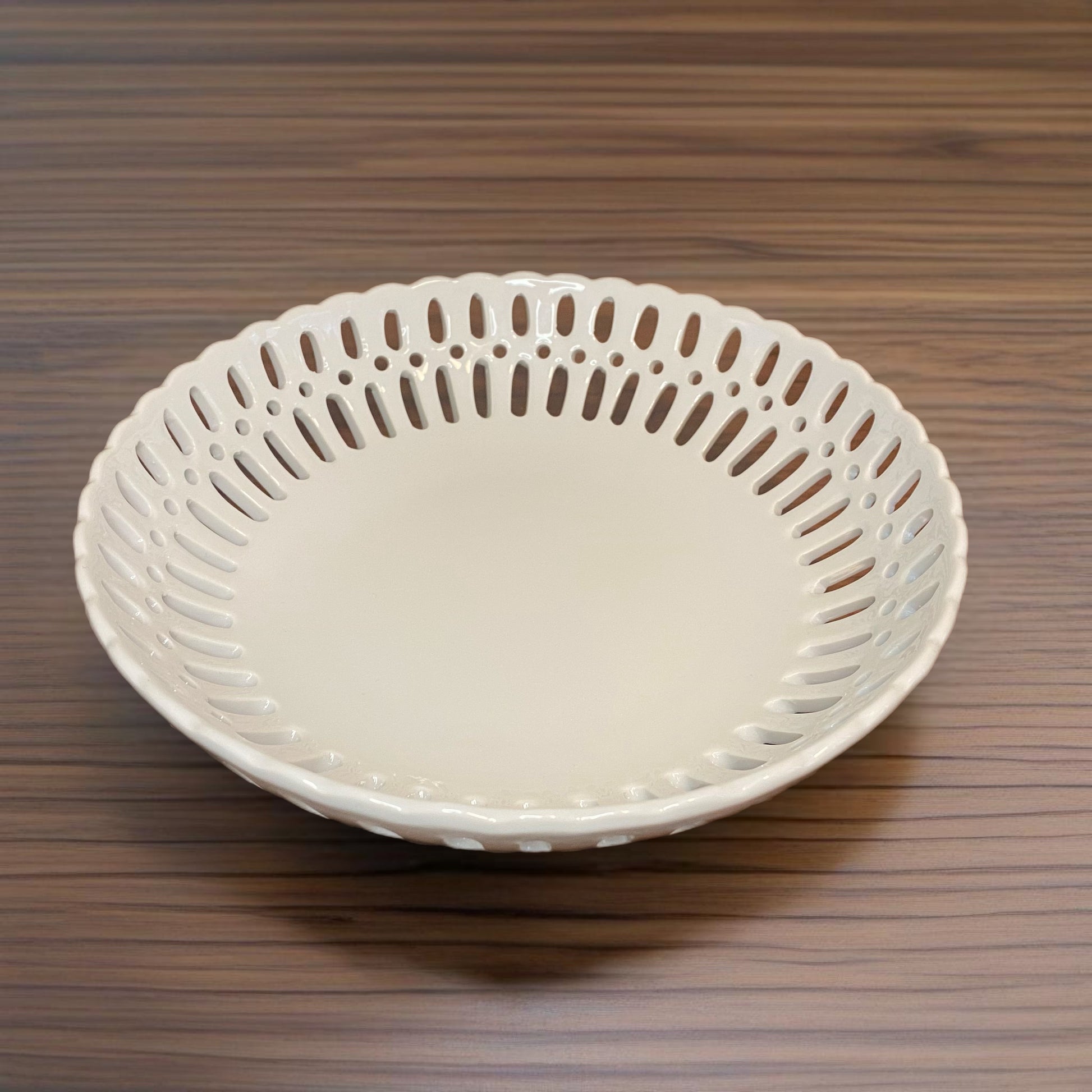 Reticulated Porcelain Bowl White 2"H x 9"W