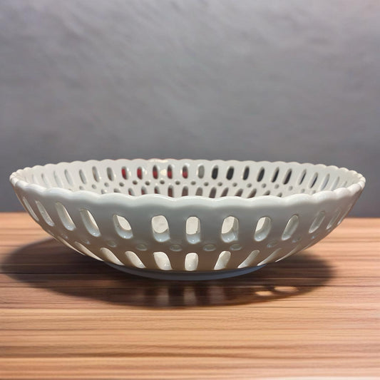 Reticulated Porcelain Bowl White 2"H x 9"W