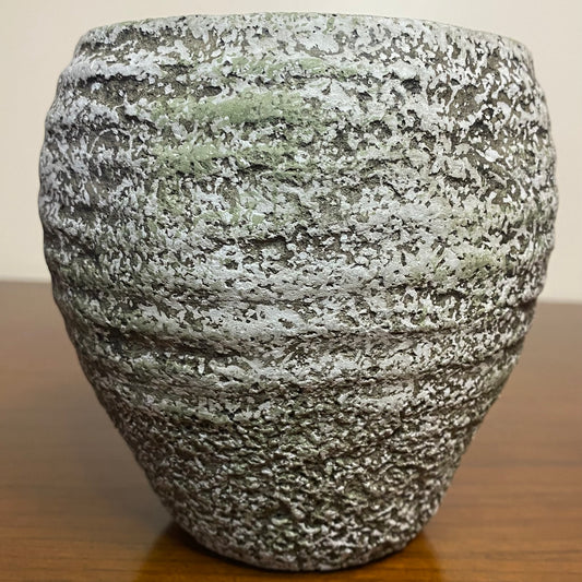 Ceramic Plant Pot Stone Look Pebbled 4"W x 4.5"H