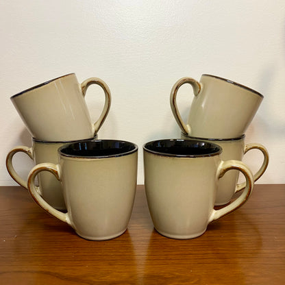 Pfaltzgraff Coffee Mug Tan Brown Cups Set of 6  3.5"W x 4"H