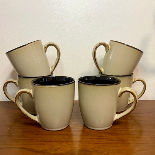 Pfaltzgraff Coffee Mug Tan Brown Cups Set of 6  3.5"W x 4"H
