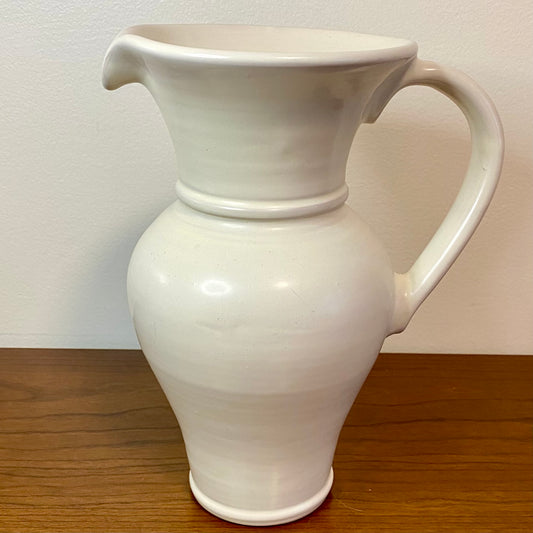 Pottery White Pitcher 5"W x 9"H