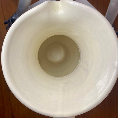Pottery White Pitcher 5"W x 9"H