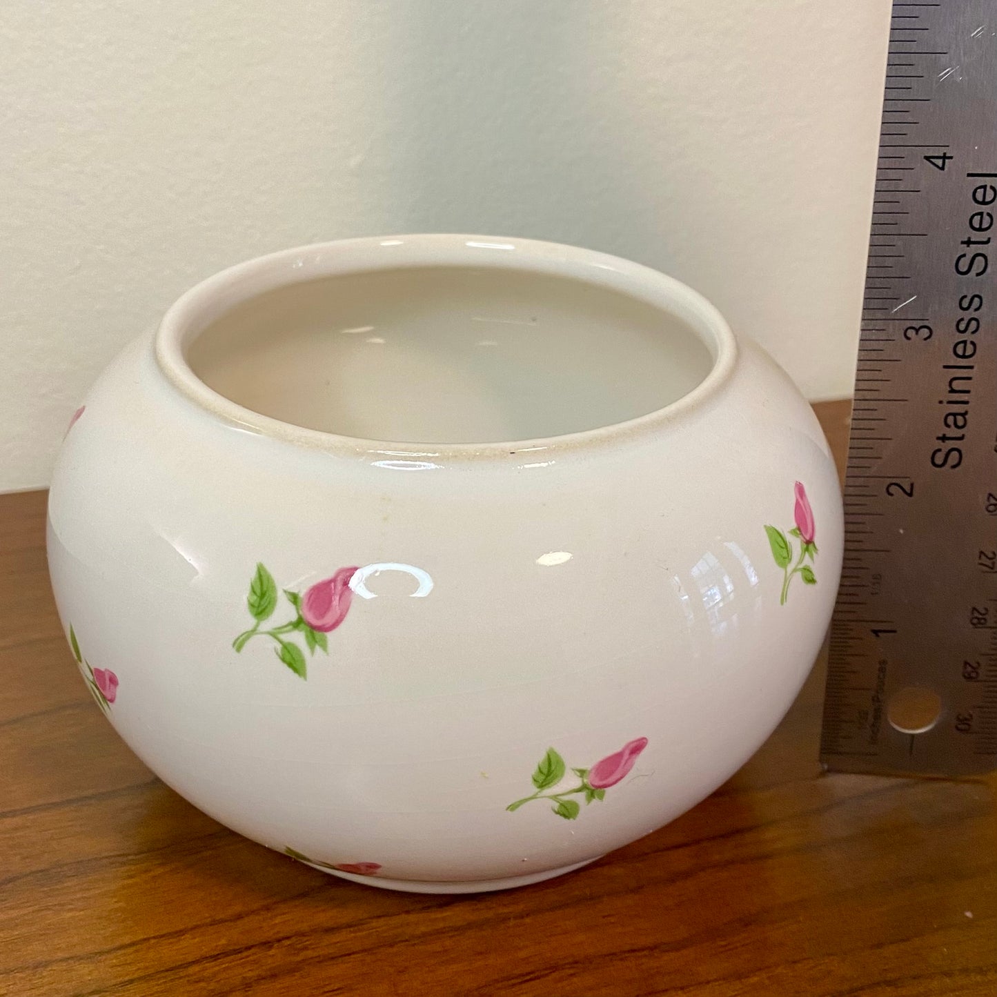 Teleflora Gift Vase Potpourri Bowl White Rose Print 3.25"W x 3"H