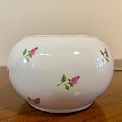 Teleflora Gift Vase Potpourri Bowl White Rose Print 3.25"W x 3"H