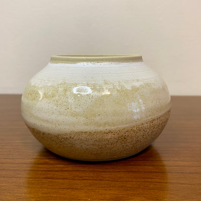 Handmade Pottery Vase Tan Beige Brown Speckle 2.25"H x 2.5"H