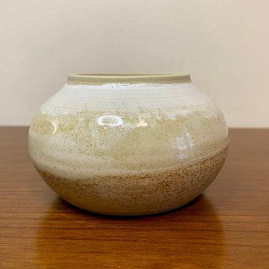 Handmade Pottery Vase Tan Beige Brown Speckle 2.25"H x 2.5"H