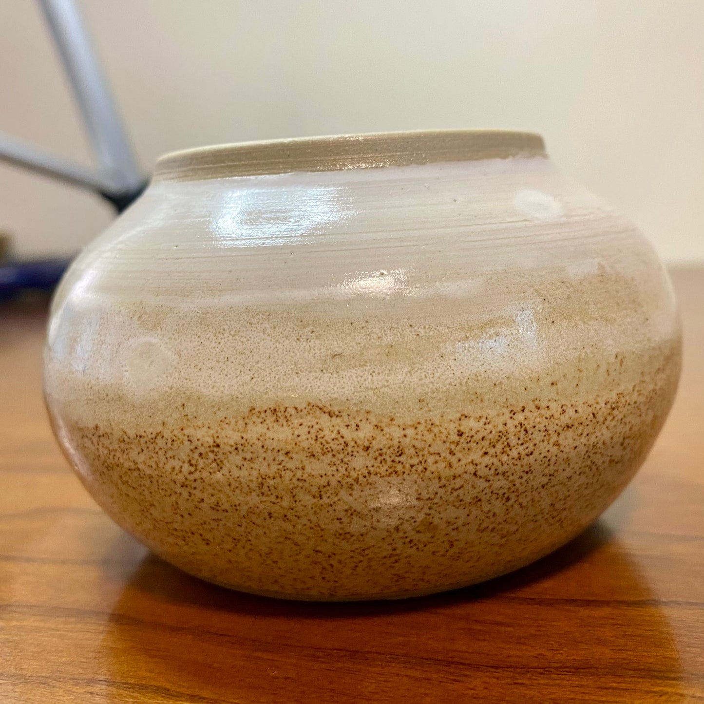 Handmade Pottery Vase Tan Beige Brown Speckle 2.25"H x 2.5"H
