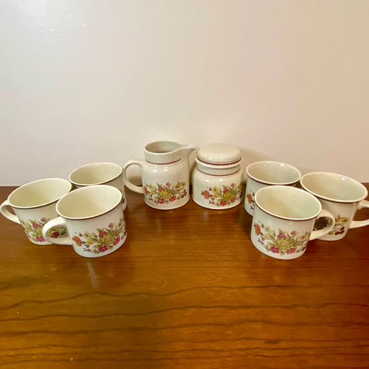 Royal Doulton Gaiety Set 6 Mugs Sugar Bowl Creamer Set