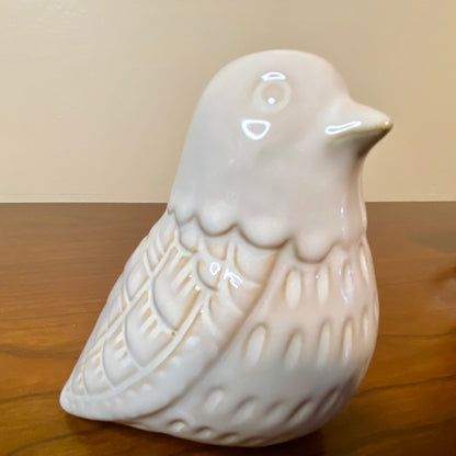 Bird Ornament Set of 2 White Cream