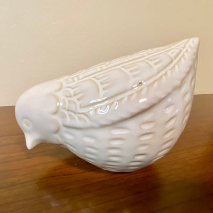 Bird Ornament Set of 2 White Cream