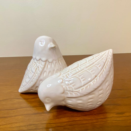 Bird Ornament White Cream Set of 2