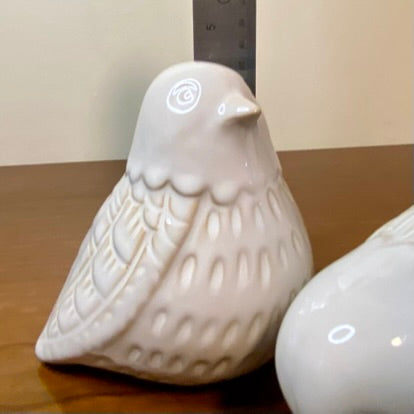 Bird Ornament Set of 2 White Cream