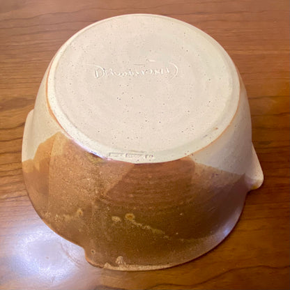 Pottery Bowl Tan Brown Waffle Edge 10"W x 4"H