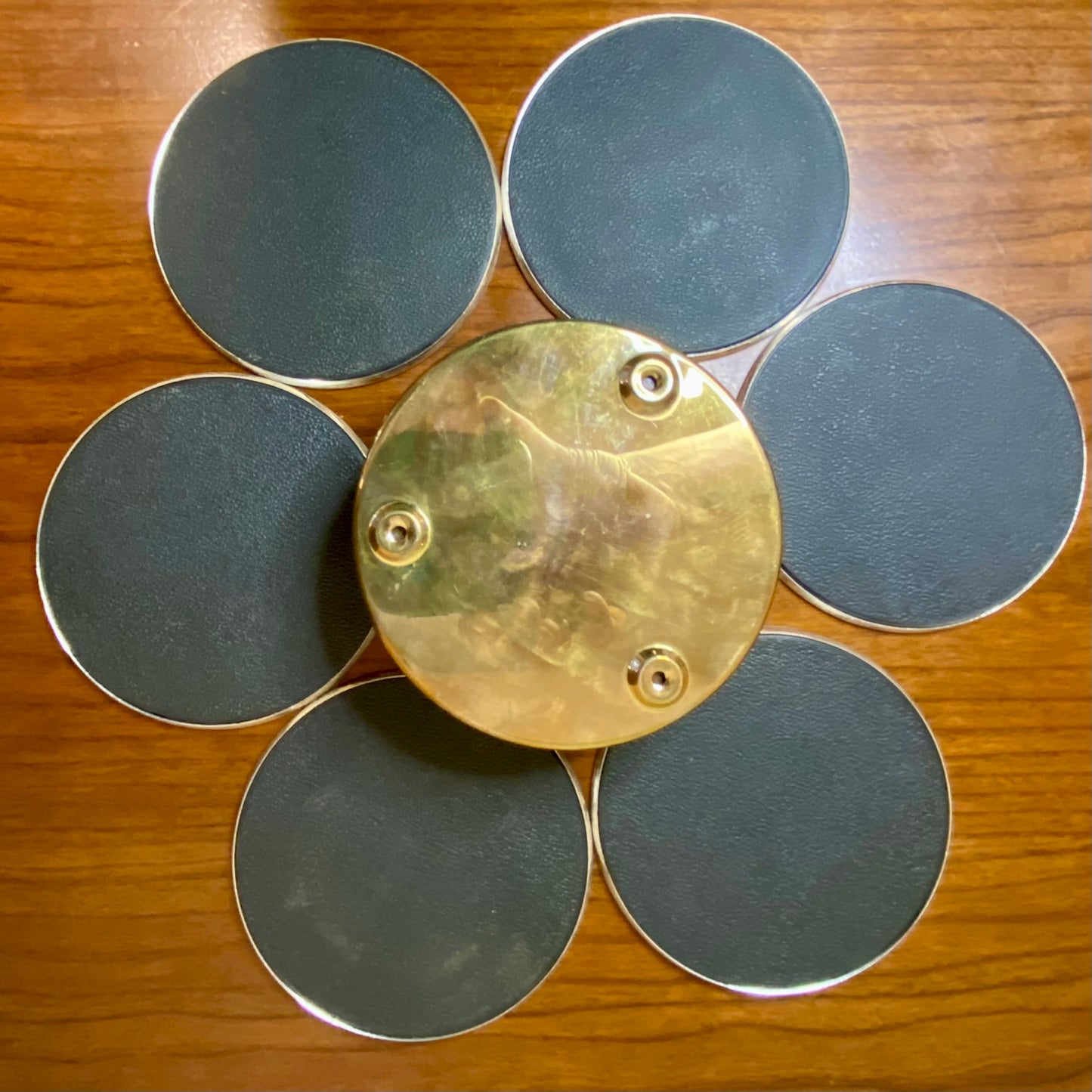 Silver Plated Coaster Set with Container With Patina 7 pieces