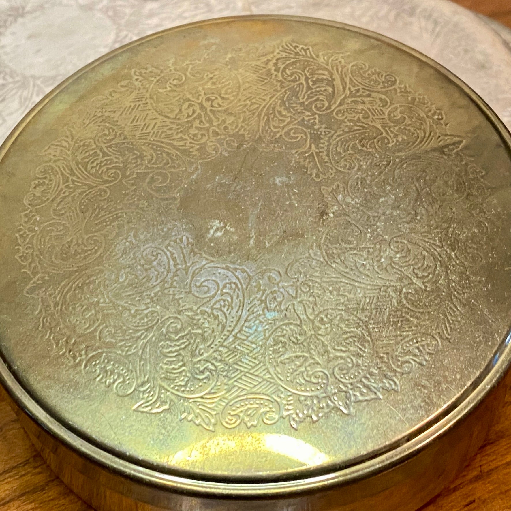 Silver Plated Coaster Set with Container With Patina 7 pieces