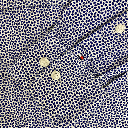 Tommy Hilfiger Men's Long Sleeve Button Down Shirt, Size Large, White and Navy Print