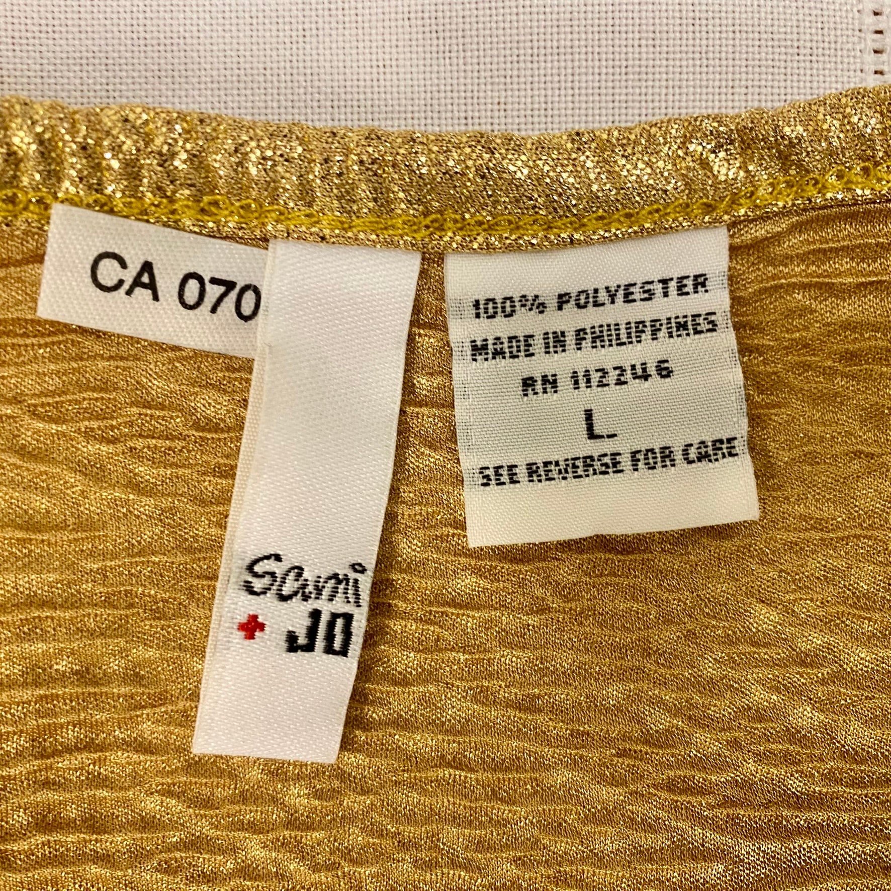 Sami & Jo Women's Sleeveless Cowl Neck Top – Gold, Size Large tag view