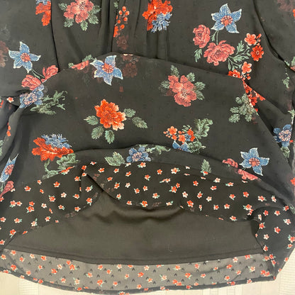 Northern Reflections Women's 3/4 Sleeve Floral Blouse – Black Pattern, Size Large showing lining