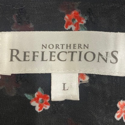 Northern Reflections Women's 3/4 Sleeve Floral Blouse – Black Pattern, Size Large detailed view of item label