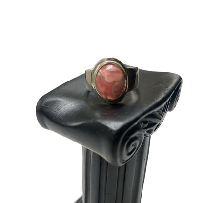 Sterling Silver 925 Rhodochrosite Earrings, Pendant and Ring Set Silver Pink