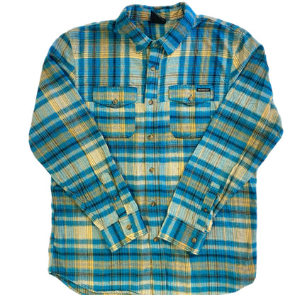 Oakley Men's Long Sleeve Button-Up Shirt Turquoise Plaid Size Med