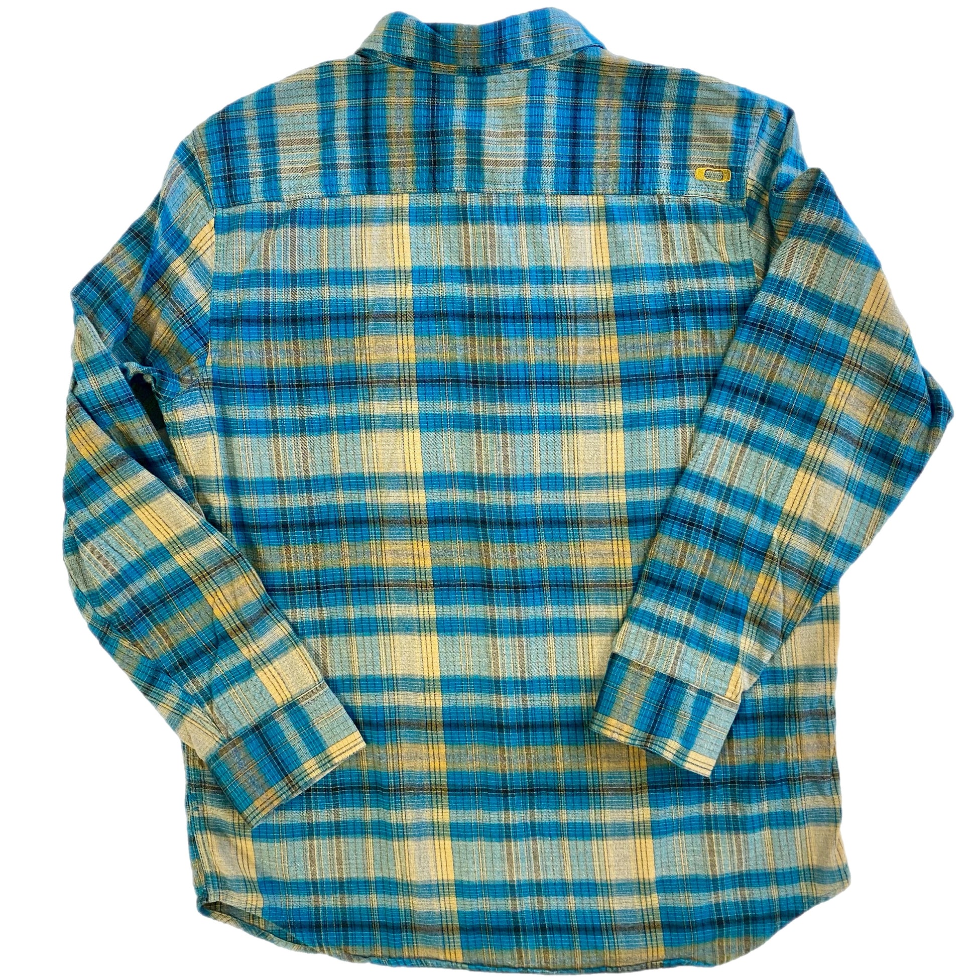 Oakley Men's Long Sleeve Button-Up Shirt Turquoise Plaid Size Med