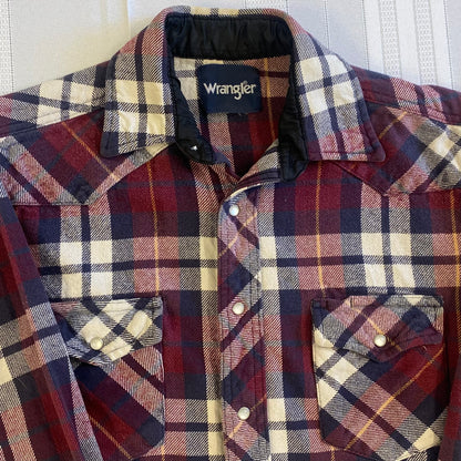 Wrangler Men's Long Sleeve Western Style Snap Shirt Red Plaid Size Small
