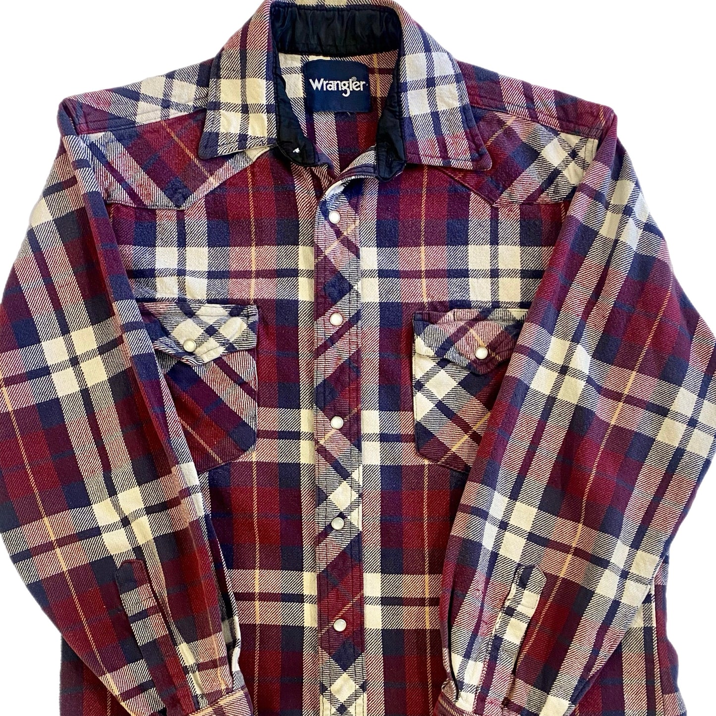 Wrangler Men's Long Sleeve Western Style Snap Shirt Red Plaid Size Small