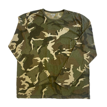 Old Navy Men's Long Sleeve Pullover Camouflage T-shirt Green Size XL 