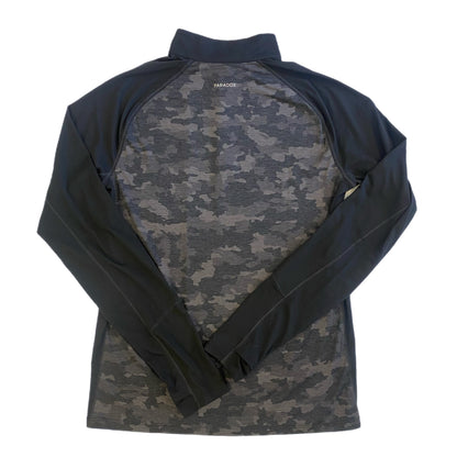 Paradox Women's Black Camouflage Quarter-Zip Pullover – Long Sleeve Activewear, Size Medium flat lay back