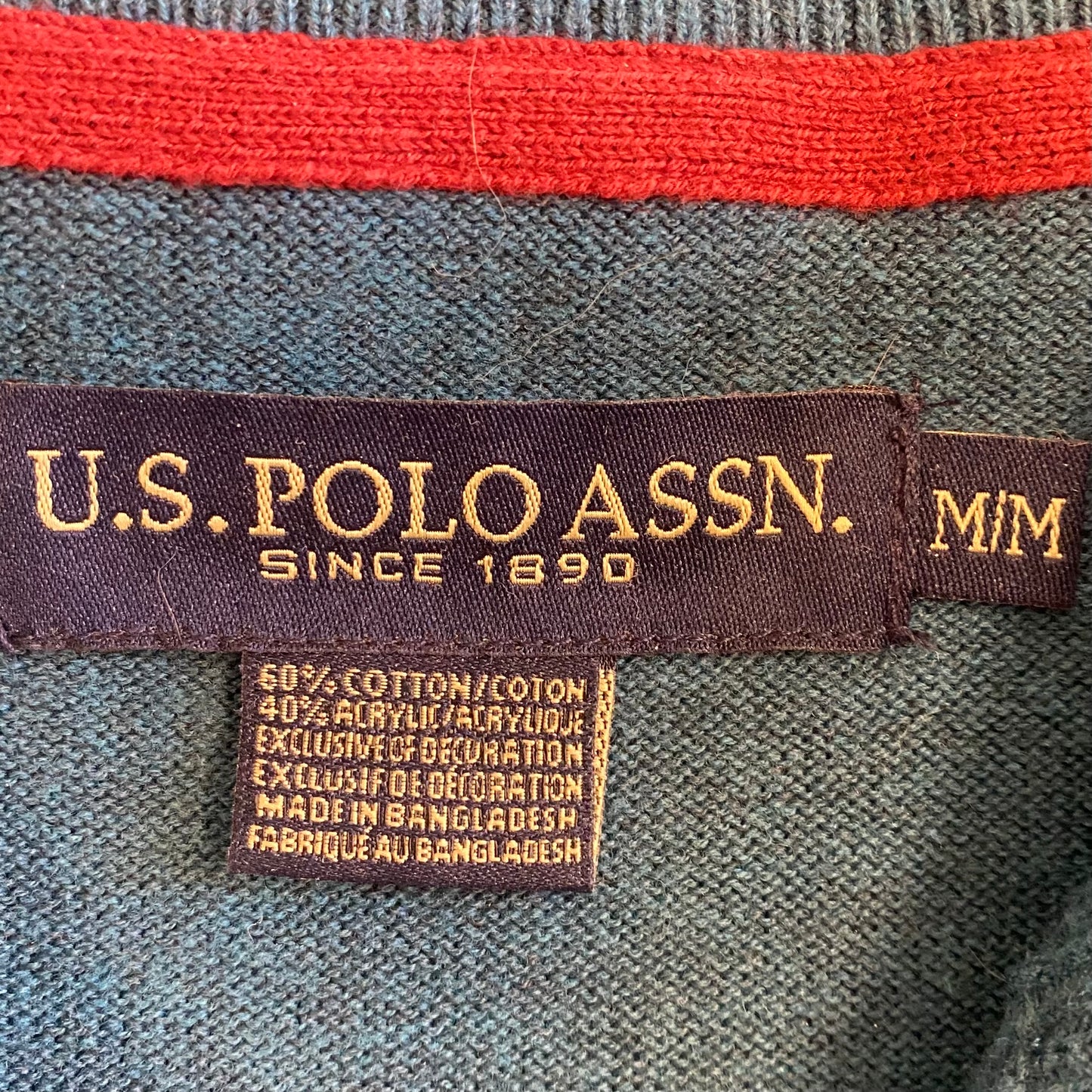 US Polo Assn Men's Quarter Zip Sweater Turquoise Size Med