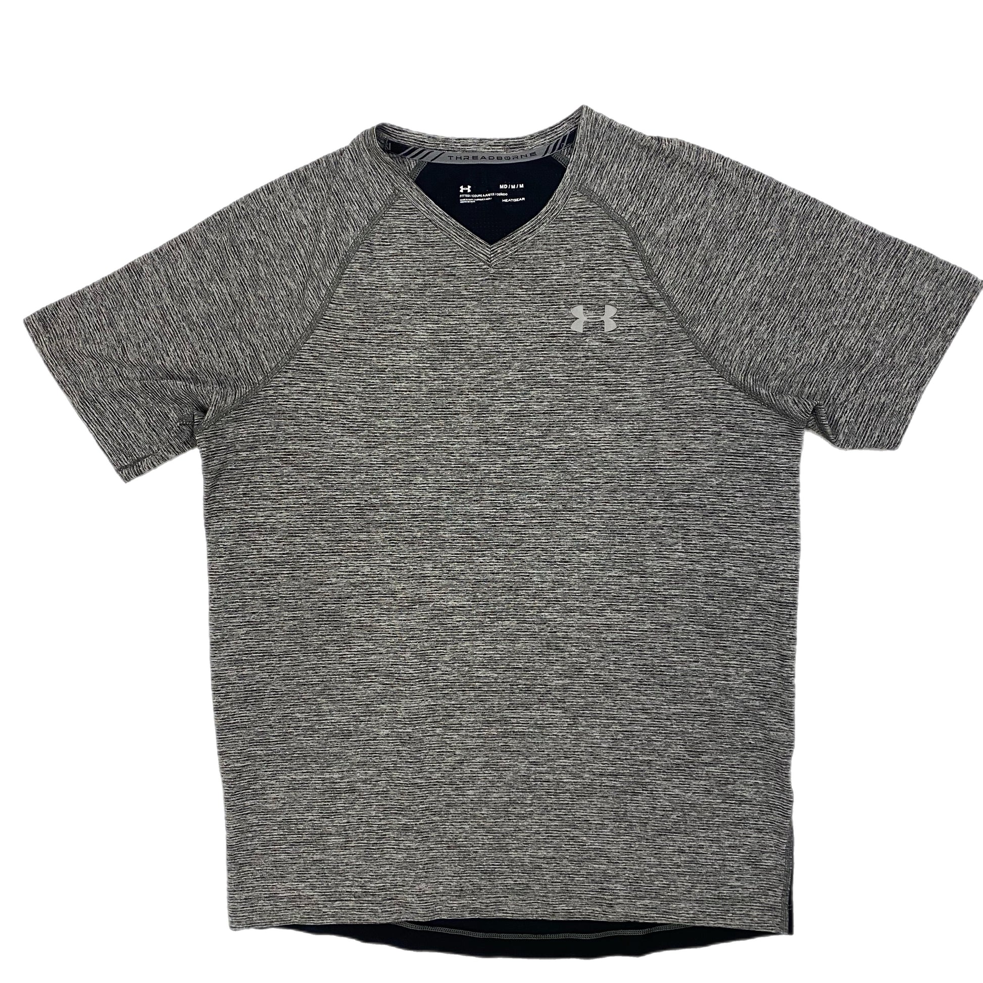 Under Armour Men's Heatgear Fitted V-Neck Tshirt Grey Size Med