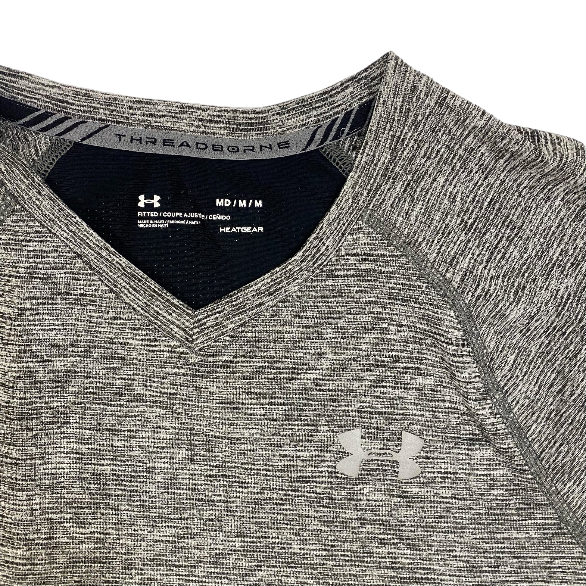 Under Armour Men's Heatgear Fitted V-Neck Tshirt Grey Size Med