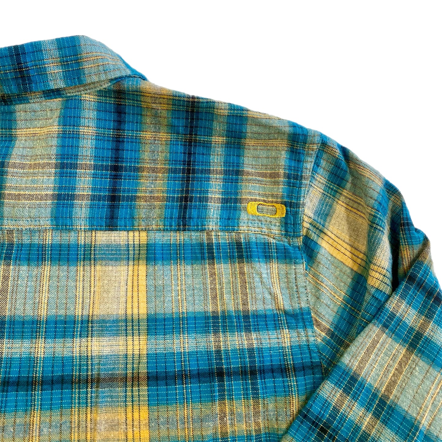 Oakley Men's Long Sleeve Button-Up Shirt Turquoise Plaid Size Med