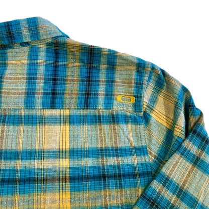 Oakley Men's Long Sleeve Button-Up Shirt Turquoise Plaid Size Med