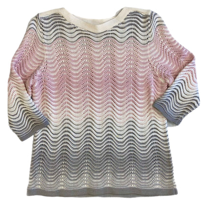Tan Jay Women's 3/4 Sleeve Sweater Pink Grey Size Large