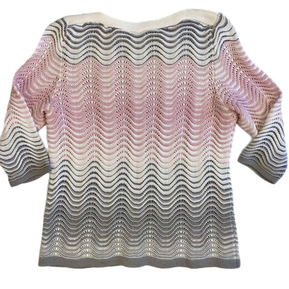 Tan Jay Women's 3/4 Sleeve Sweater Pink Grey Size Large