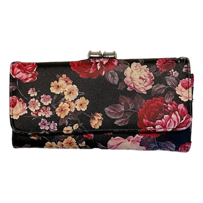 Women's Black Pink Floral Wallet