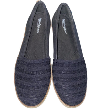 Grasshoppers Memory Deluxe Wedge Slip-On Black Tan Size 9.5