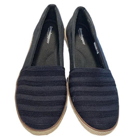 Grasshoppers Memory Deluxe Wedge Slip-On Black Tan Size 9.5