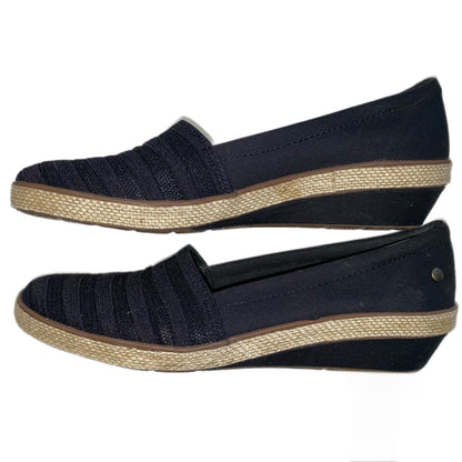 Grasshoppers Memory Deluxe Wedge Slip-On Black Tan Size 9.5