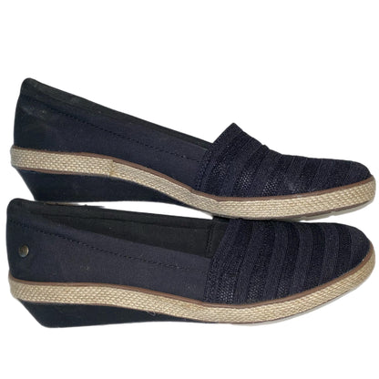 Grasshoppers Memory Deluxe Wedge Slip-On Black Tan Size 9.5