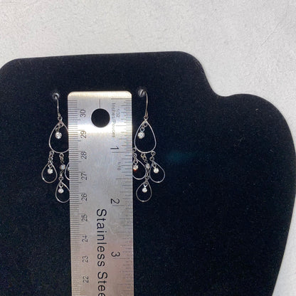 Women's Dangle Oval Loops with Clear Stone Fish Hook Fashion Earrings