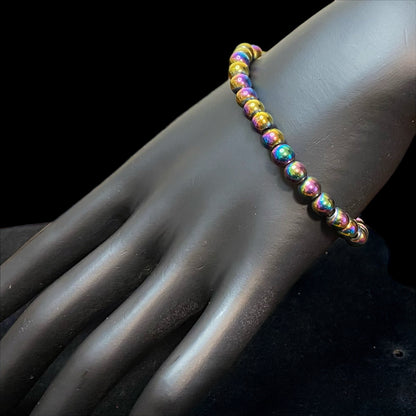 Women's Fashion Stretch Bracelet Pink Blue Pearl Bead 