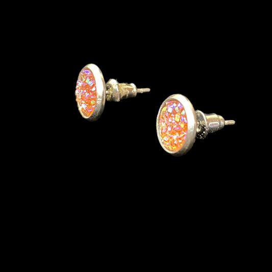 Women's Pink Crystal Stud Earring with Clutch Back Closure