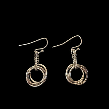 Women's Silver Hoop Dangle Fashion Earring With Fish Hook